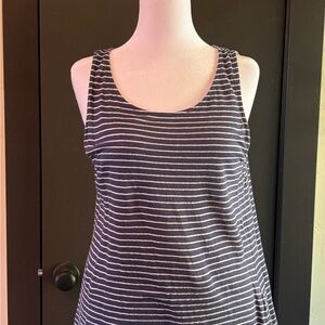 Banana Republic Navy and White Striped Linen Tank Top